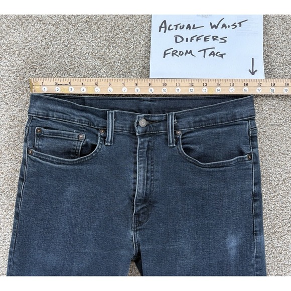 Levis 502 Slim Taper Jeans Mens 34x30 Blue Dark Rinse Faded Stretch (Fits 33x27) - Picture 7 of 12